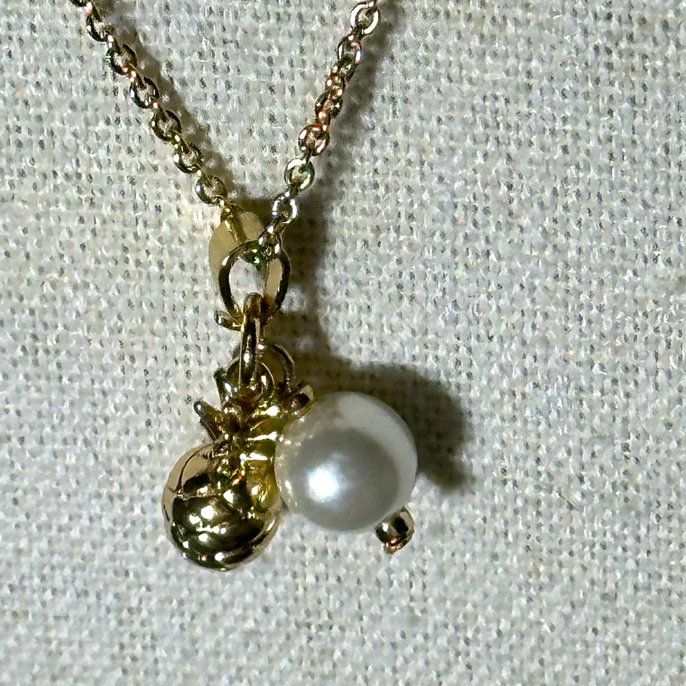 Crown & Ivy Faux Pearl & Pineapple Charm Necklace